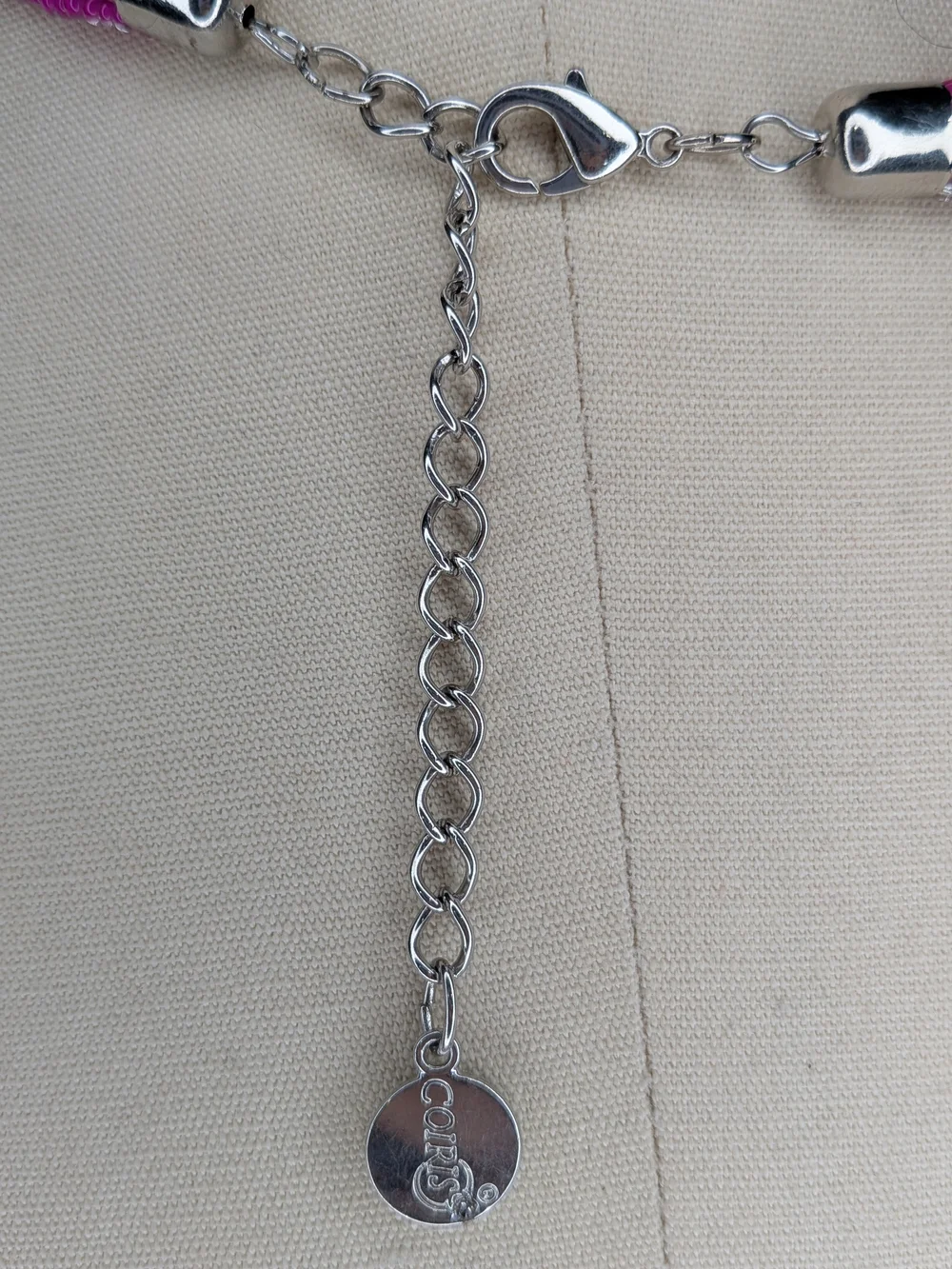 CORI Pink Silver Twisted Multi Strand Seed Bead Torsade Necklace Barbiecore